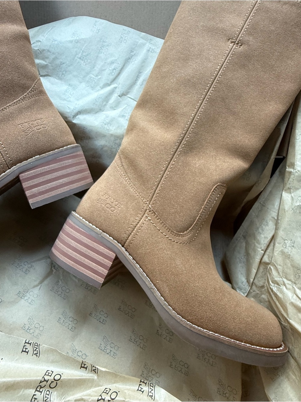 FRYE AND CO. 7.5 Miranda 14 Mid-Calf Heeled Boots Teakwood NWT